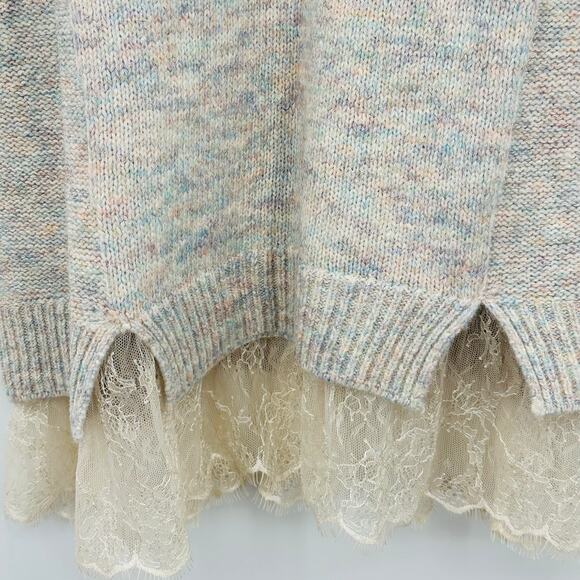 Logo by Lori Goldstein Crew Neck Tunic Feminine Sweater w/ Lace Hem Womens 2XS - Picture 6 of 11